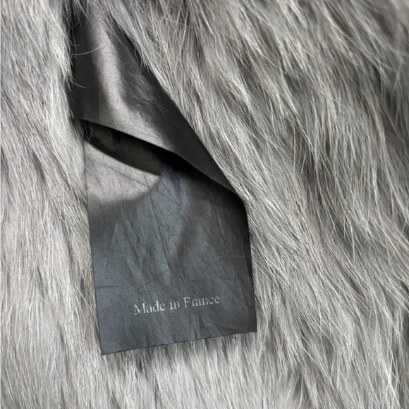 Yves Salomon Genuine Rabbit Fur Vest Asymmetrical Black Grey Ombre Size Small 36 - Picture 4 of 5